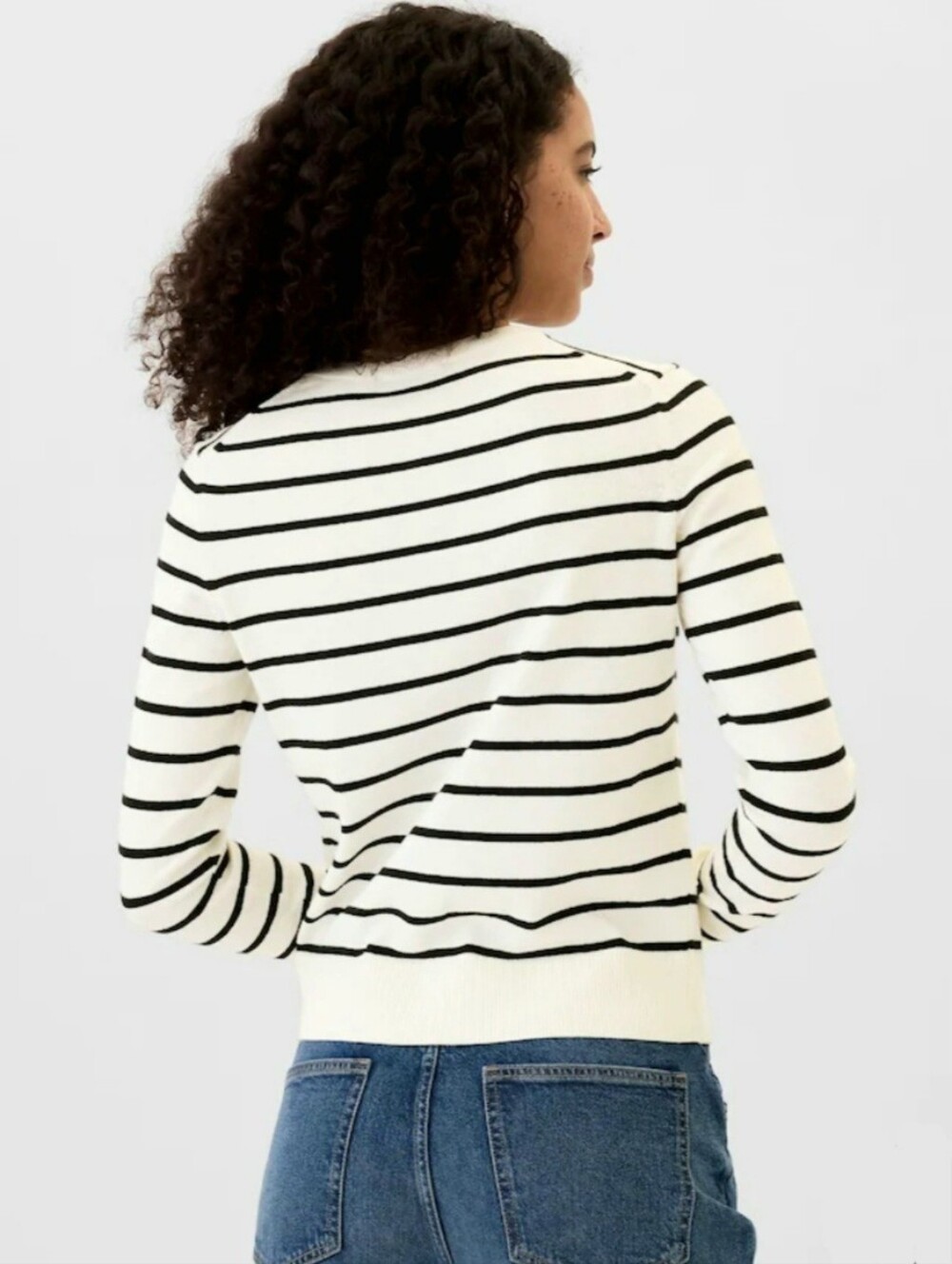 Gap Black & White Stripe Long Sleeve Crew Neck Cardigan Size S - Picture 2 of 13